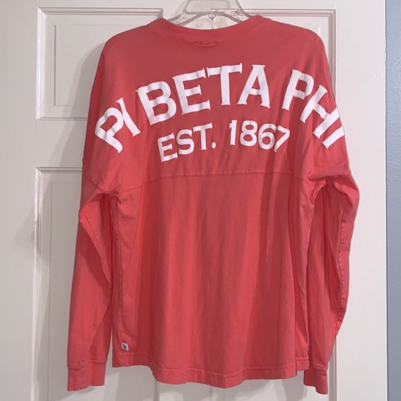 Pi Beta Phi Coral Spirit Jersey with Crest - Long Sleeve - Picture 1 of 2